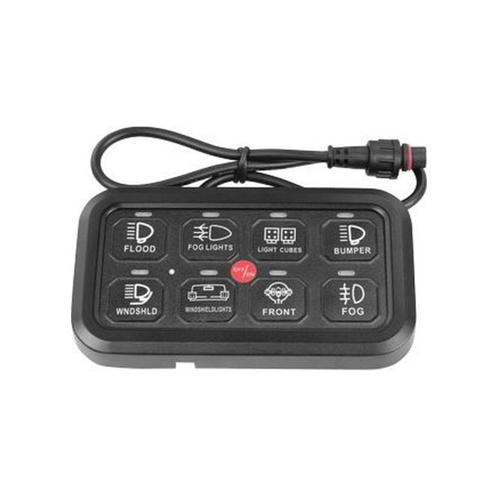 Hulk 4X4 - 8 WAY SWTCH PANEL 60 amp 9-30V 64 COLOUR ILLUM RGB WITH APP &