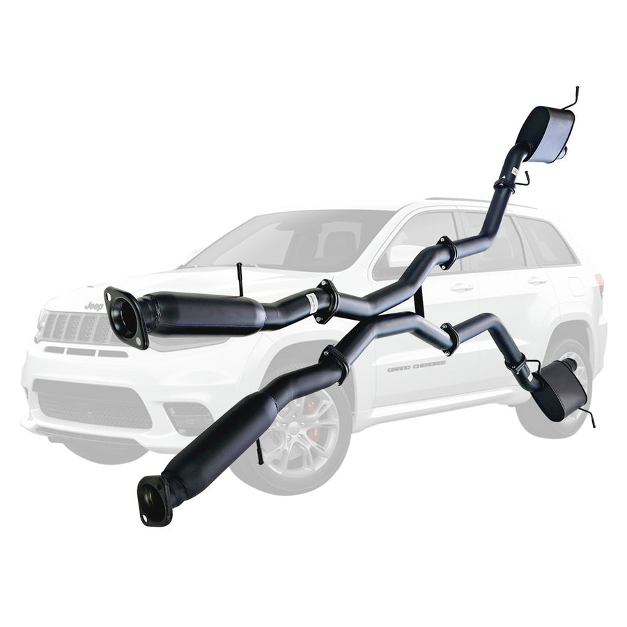 ESA 4X4 - Twin 3 Inch Cat Back Exhaust With Centre Hotdogs For SRT Jeep Grand Cherokee 2012 to 2021 OE Tips