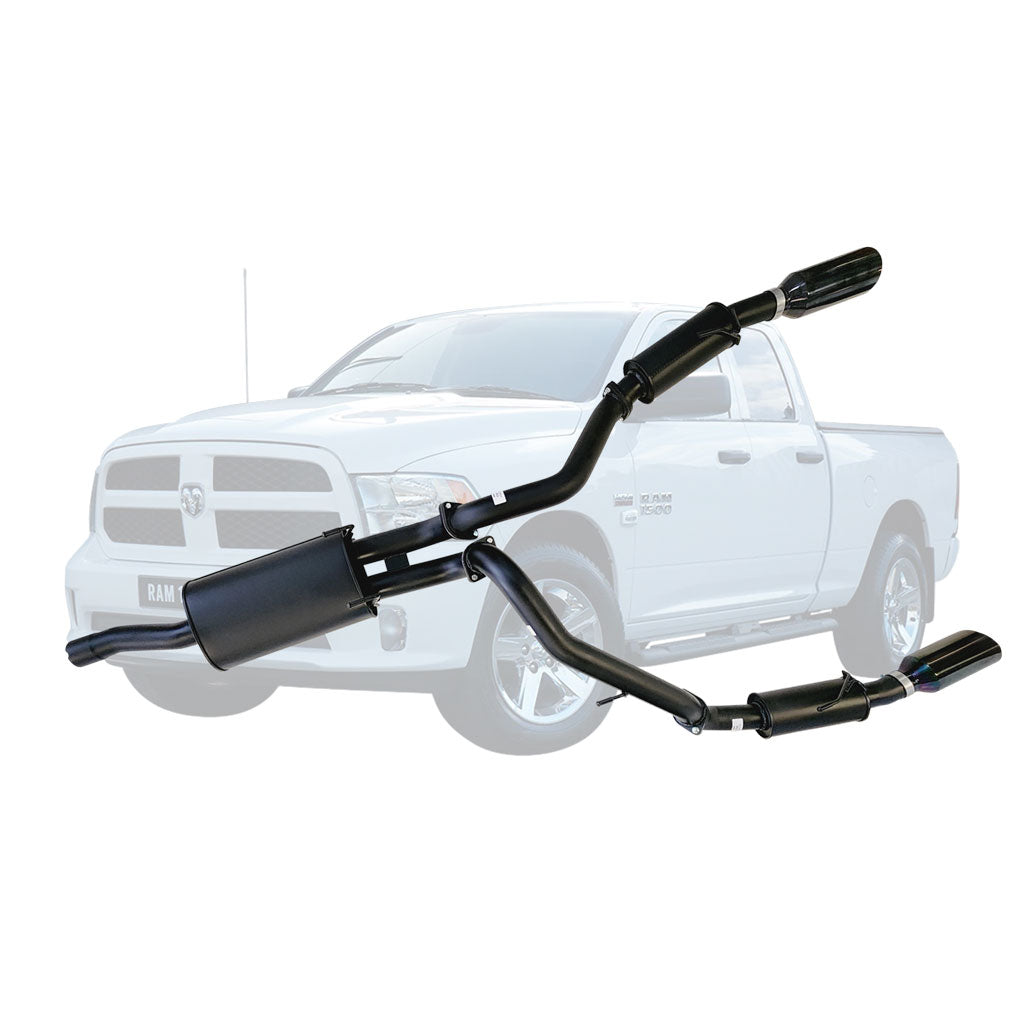 ESA 4X4 - Ram 1500 DS Classic 5.7L V8 2012-2020 Ute Twin 3" Cat Back Exhaust System with 5" Black Chrome Tips