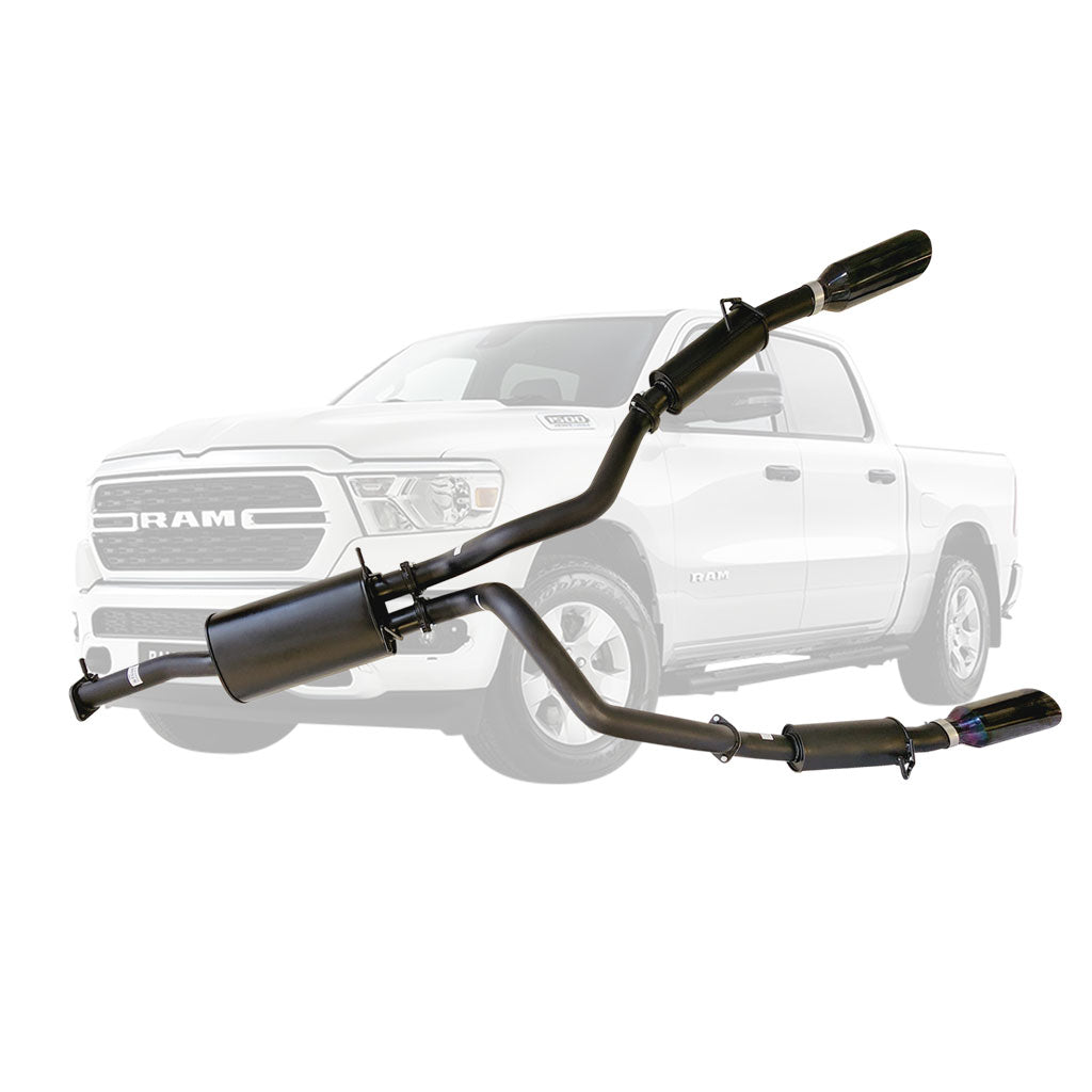 ESA 4X4 - Ram 1500 DT 6.2L Supercharged V8 Ute Twin 3" Cat Back Exhaust System with 5" Black Chrome Tips for Limited and Laramie