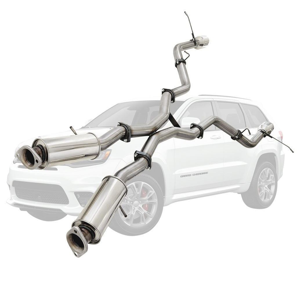 ESA 4X4 - Jeep Grand Cherokee SRT 6.4L V8 (2012-2021) SUV 3" Cat Back Stainless Steel Exhaust with Twin Pipe Rear and Chrome Tip Option