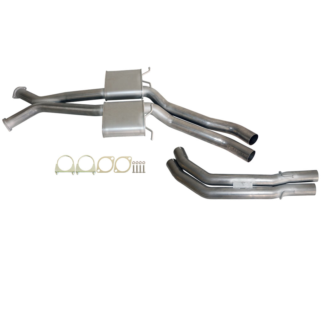 ESA - Holden Commodore VT-VZ V6 & V8 Sedan Twin 3" Kit - Inc X-pipe, Everflo Mufflers & Tailpipe