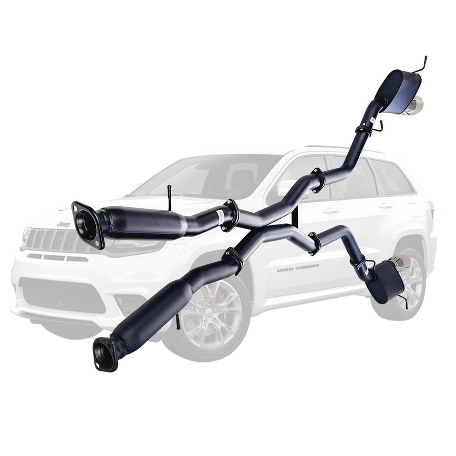 ESA 4X4 - Twin 3 Inch Cat Back Exhaust With Centre Hotdogs For SRT Jeep Grand Cherokee 2012 to 2021 SS Tips