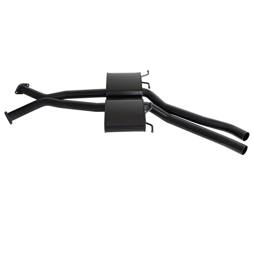 ESA - Holden Commodore VT-VZ V6 & V8 Sedan Twin 2 1/2" Kit - Inc X-pipe, Everflo Mufflers & Hotdog Rears