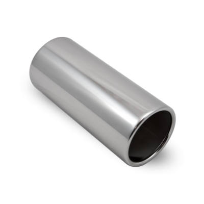 Exhaust Tip - 2 1/4" Inch (In) 3" Inch (Out) 125mm Long (Straight Cut - Rolled Edge - Stainless Steel)