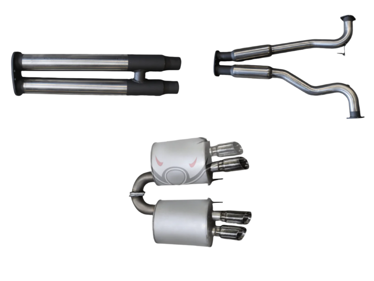 Manta | Twin 3″ Cat Back Exhaust System with Hotdogs Mufflers Quad Tips | Ford Mustang FN S550 5.0L V8 Coupe 2018–2024