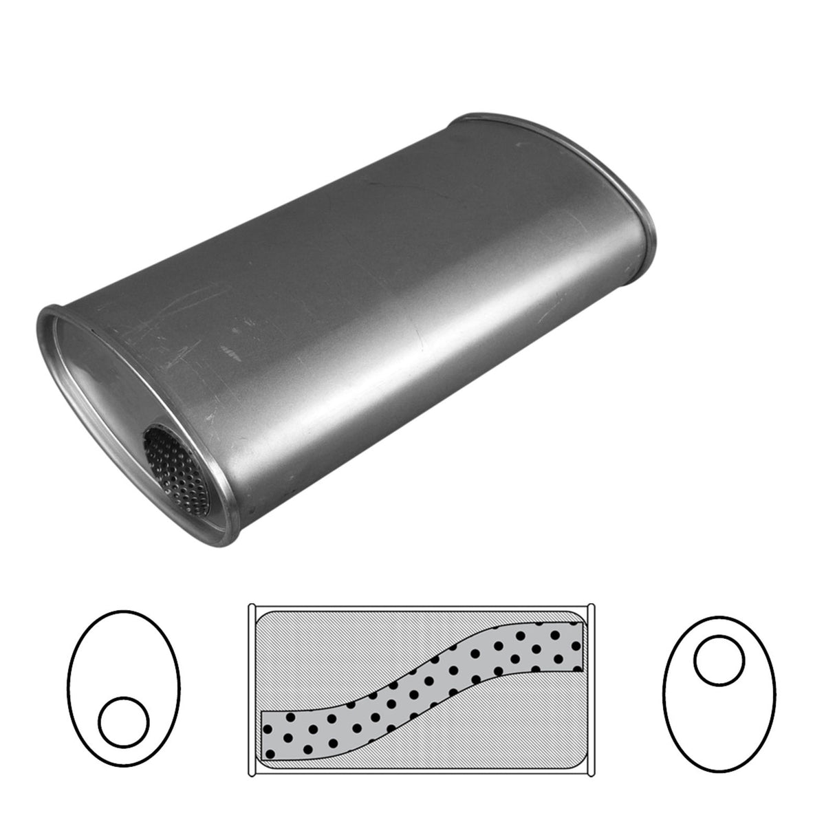 Redback - 2.5" Universal Muffler Offset/Offset 406x203x101mm Oval Aluminised Steel