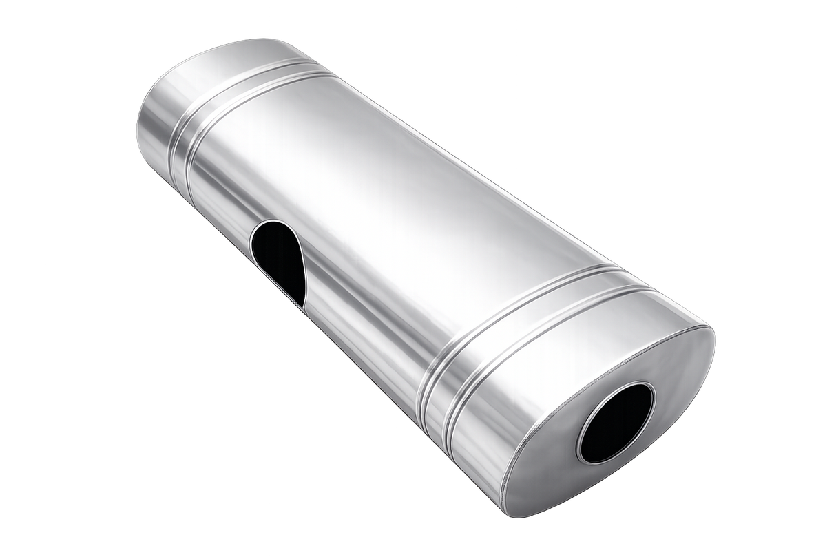 XForce | East West Muffler | 2.25" Inlet to Twin 2" Outlet | 304 Stainless Steel | Universal Fit | VX9E-242252