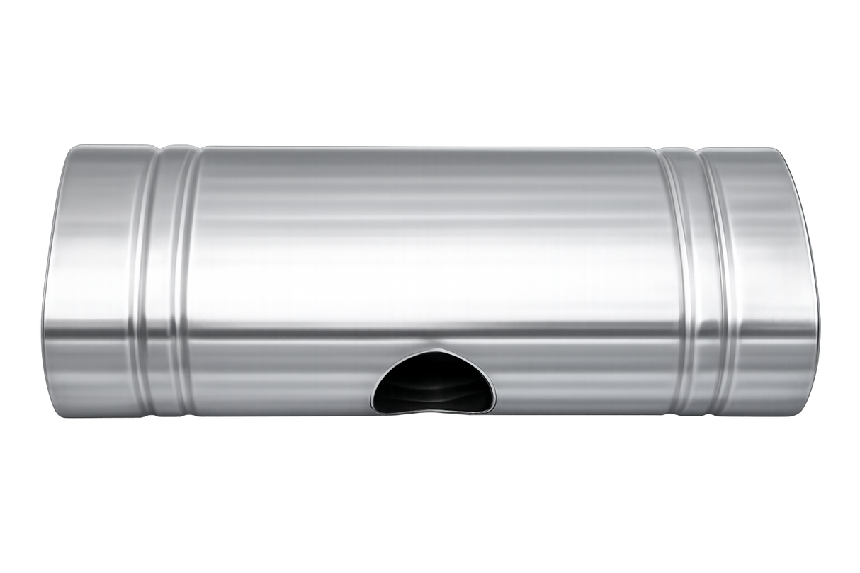 XForce | 304SS Oval East-West Muffler 24" | 3" Inlet to Dual 2.5" Outlet | Brushed Finish | VX9E-24325