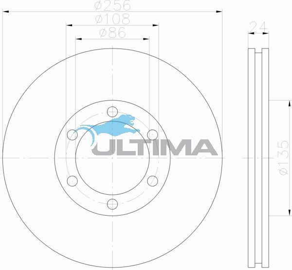 Ultima | Front Brake Disc Rotor (Single) | Ford Courier PD PH 4x2 Mazda B2500 B2600 1996–2006 | AAP958