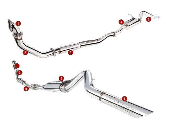 XForce - NISSAN NAVARA D22 3.0L TURBO DIESEL (1997-2009), 3″ Stainless Steel Turbo Back System Non-Polished