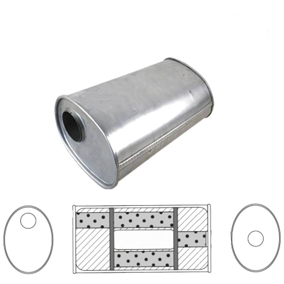 Redback - 1.75" Universal Muffler Offset/Centre 14"x8"x5" Oval Aluminised