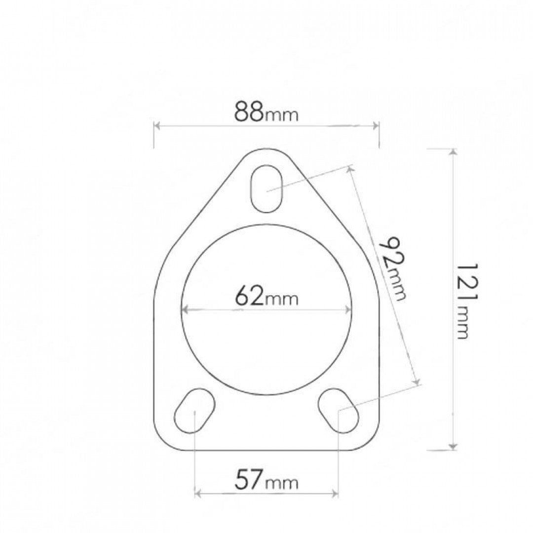 Flange Gasket - Suited For Mitsubishi Magna Rear Muffler, Slotted, ID 62mm (3 Bolts)