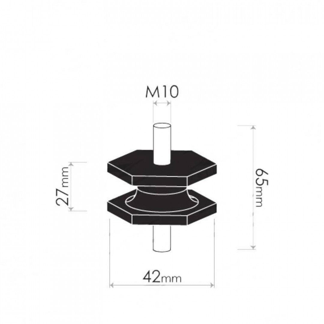 Cotton Reel Mounts - Inside Diameter 42mm, HEX, M10
