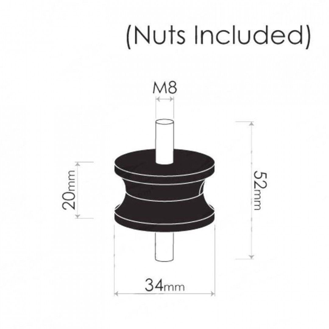 Cotton Reel Mounts - Inside Diameter 34mm, ROUND, M8