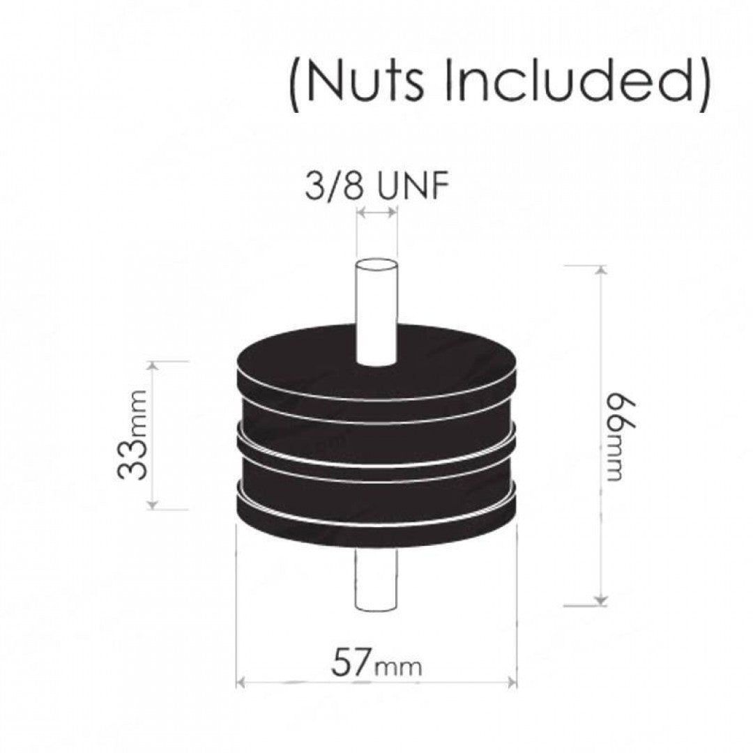 Cotton Reel Mounts - Inside Diameter 57mm, ROUND, 3/8 UNF