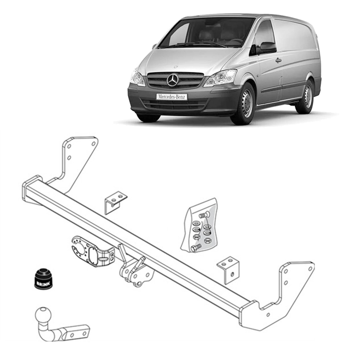 BRINK - Mercedes-Benz Vito (2003 - 2015), Mercedes-Benz Valente (2004 - 2015), Mercedes-Benz Vito / Mixto (2003 - 2015), Mercedes-Benz Viano (2003 - 2010) European Towbar