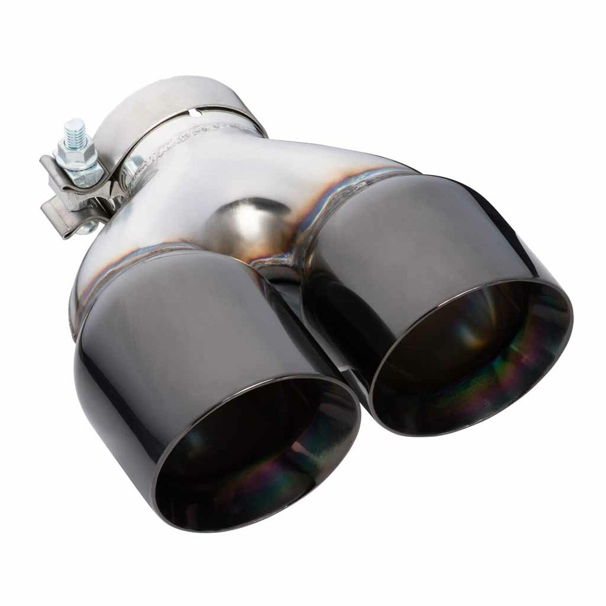 Exhaust Tip - 3 Inch In - Dual 4 Inch Out - 9" Long RHS (Y-Piece - Inner Cone - 304 Black Chrome)