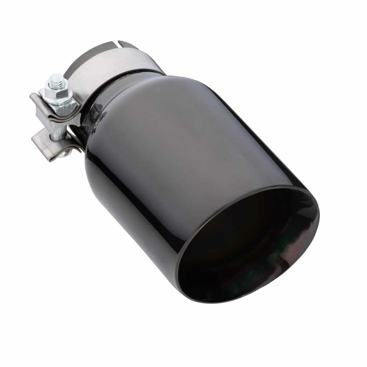 Exhaust Tip - 2.5" In - 4" Out - 8" Long. (Angle Cut - Inner Cone - 304 Black Chrome)