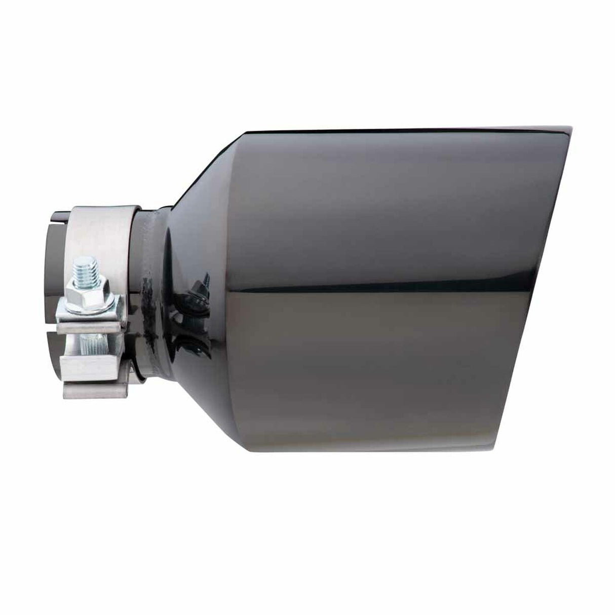 Exhaust Tip - 2.5" In - 5" Out - 8" Long (Angle Cut - Inner Cone - 304 Black Chrome)