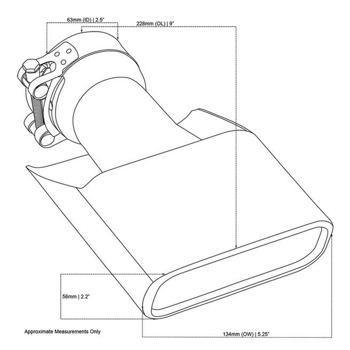 Exhaust Tip - 2.5 Inch Inlet to suit XA XB Ford Falcon (Rolled Edge - Angle Cut - 304 Stainless Steel)