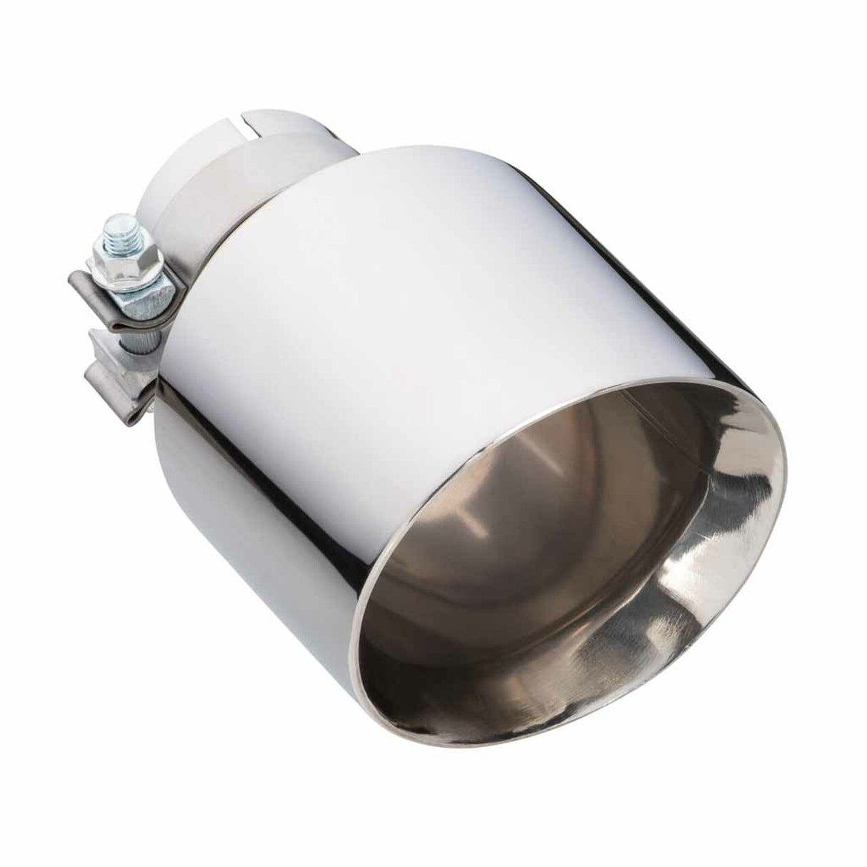 Exhaust Tip - 2.5" In - 5" Out - 8" Long ( Angle Cut - Inner Cone - 304 Stainless)