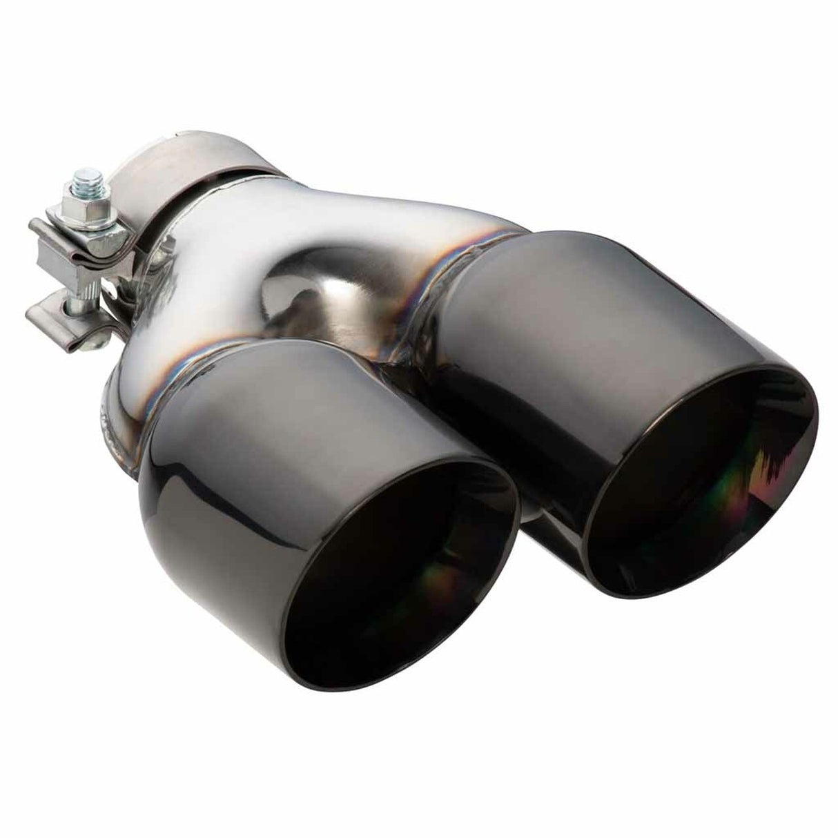 Exhaust Tip - 2.25 Inch In - Dual 3.5 Inch Out - 9" Long LHS ( Y-Piece - Inner Cone - 304 Black Chrome)