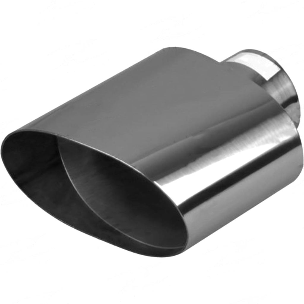 Exhaust Tip - 3" Inch (In) 5 1/2" Inch (Out) 200mm Long (Oval - Stainless Steel)