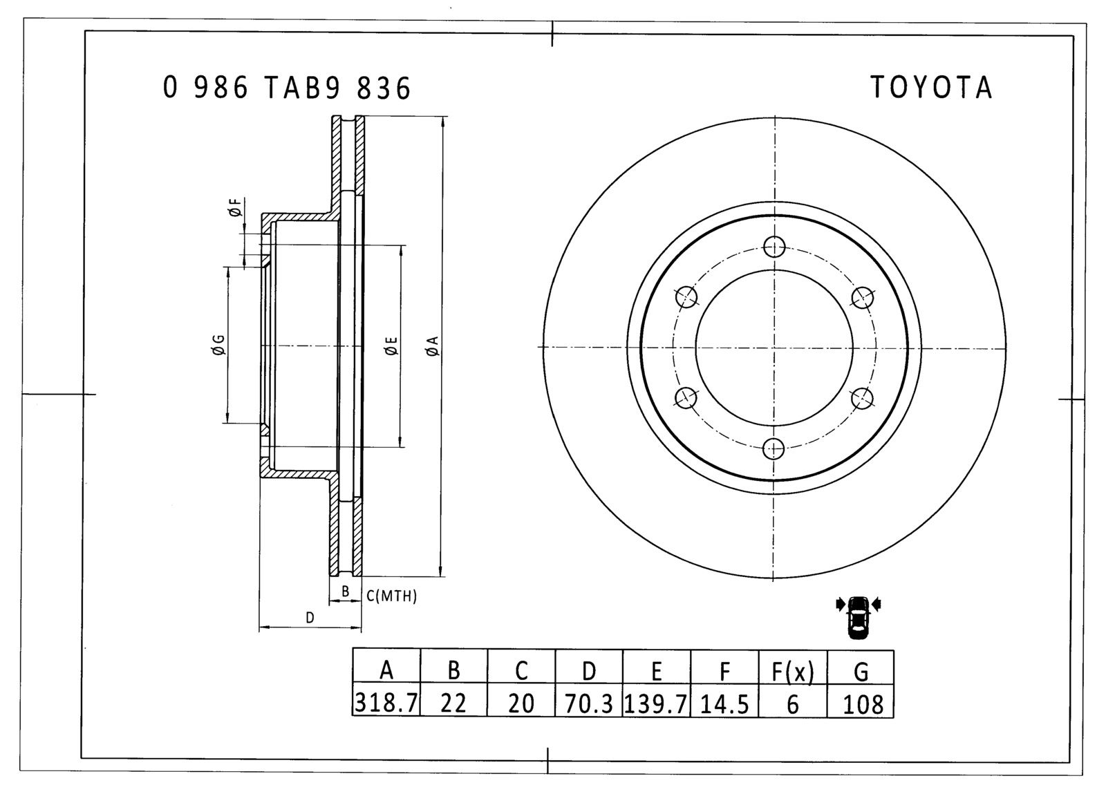 Bosch - Front Brake Disc To Suit PRADO 95 SERIES KZJ RZJ VZJ