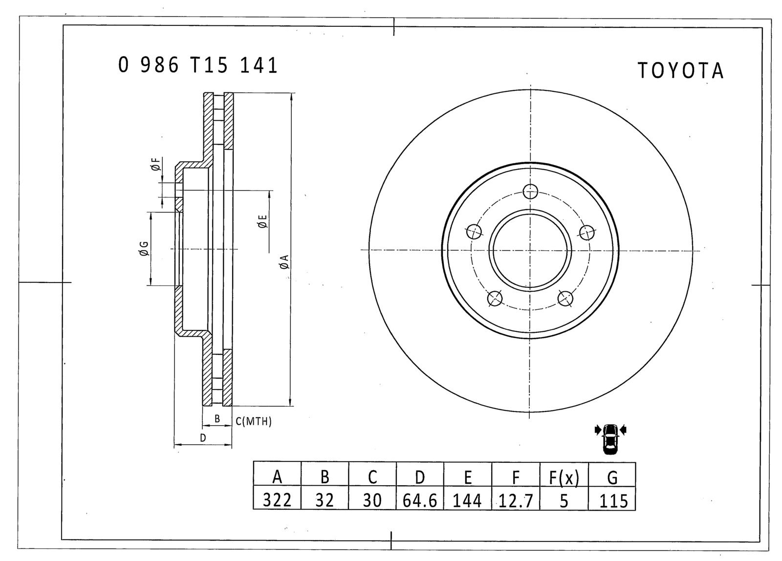 Bosch - Front Brake Disc To Suit LANDCRUISER FZJ HZJ VDJ HDJ