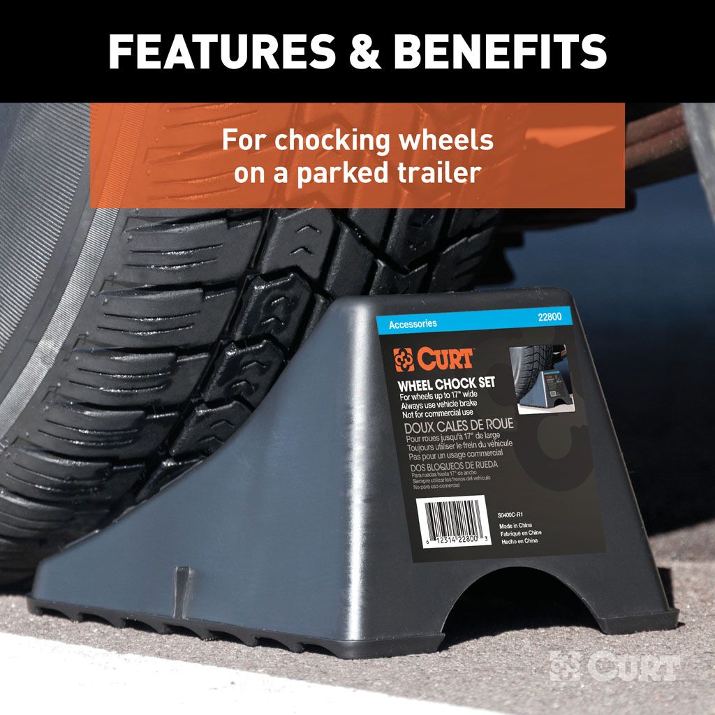 CURT - Wheel Chock Set (Up To 17" Wide Wheels)