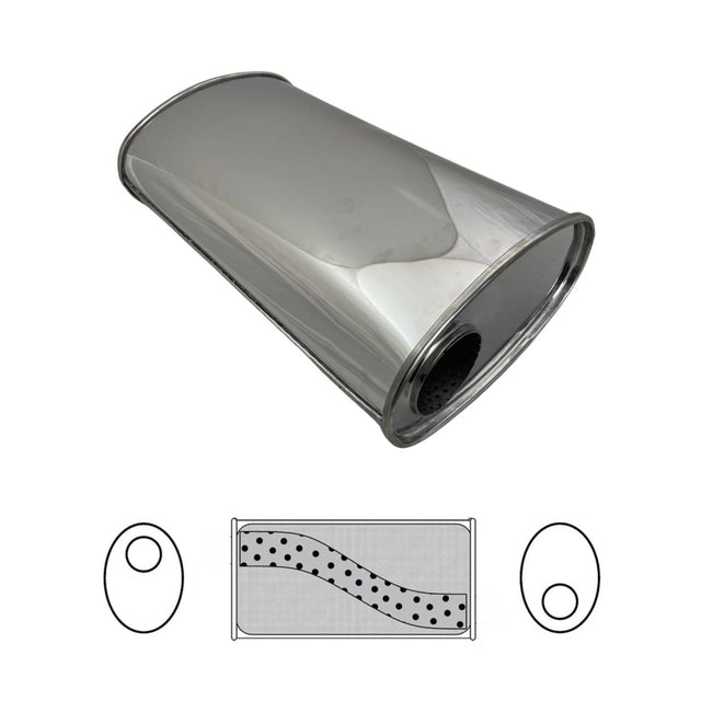 Redback - 3" Muffler O/C 20"x11"x6" Oval 430 Stainless Steel