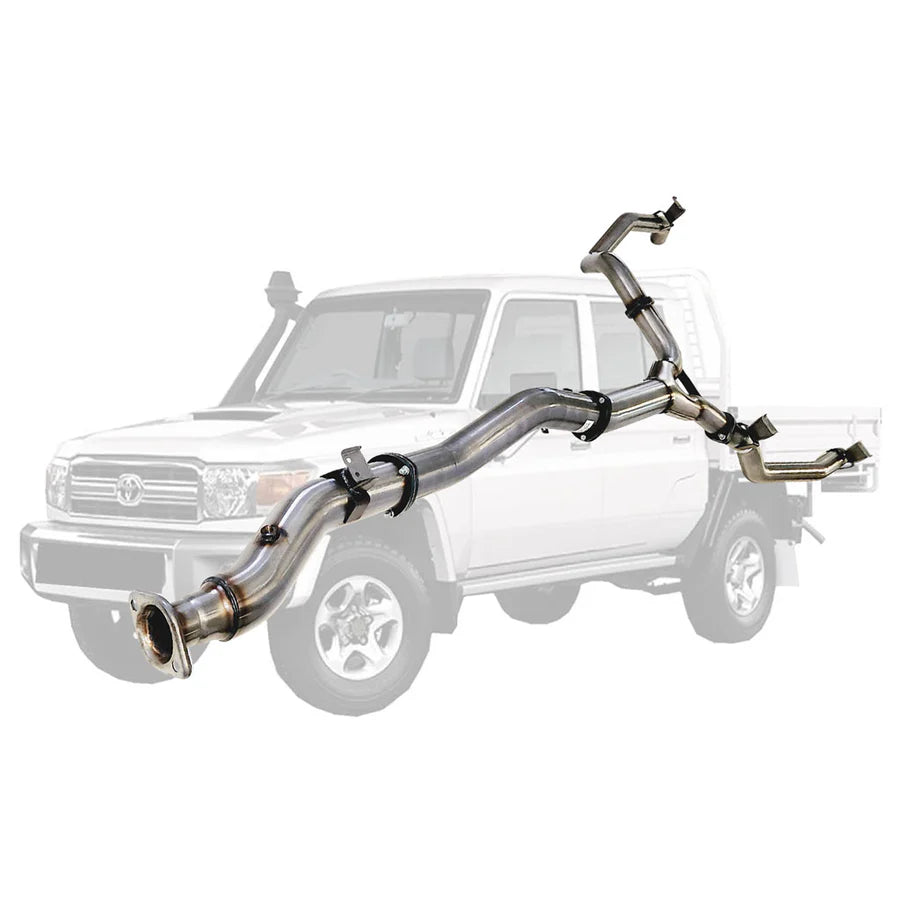 ESA 4X4 - Toyota Landcruiser 79 Series VDJ79 4.5L V8 4 Inch Single into Twin 3 Inch DPF Back Exhaust