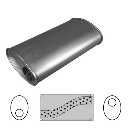 Redback - 2.25" Universal Muffler Offset/Offset 14"x8"x4" Oval Aluminised Steel