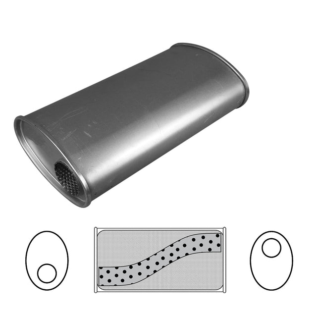 Redback - 2.25" Universal Muffler Offset/Offset 14"x8"x4" Oval Aluminised Steel