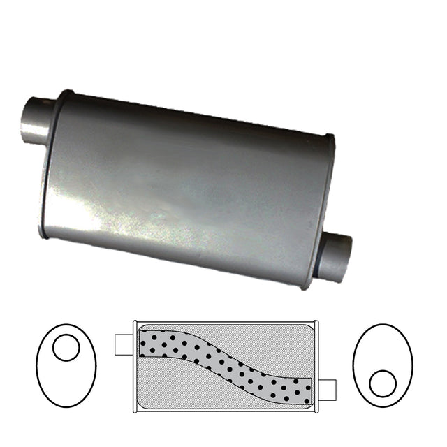 Redback - 2" Megaflow Muffler O/O 16"x8"x4" Oval Aluminised Steel