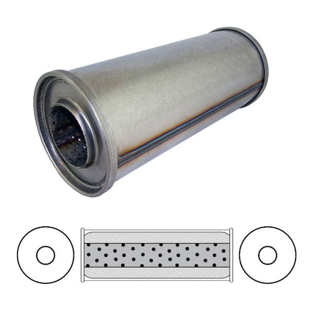 Redback - 2.5" Megaflow Resonator Centre/Center 12"x5" Round 409 Stainless Steel