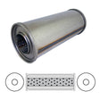 Redback - 5" Round Megaflow Resonator Straight Through 3" Center to Center 12"x5"x5" Round 409 Stainless Steel