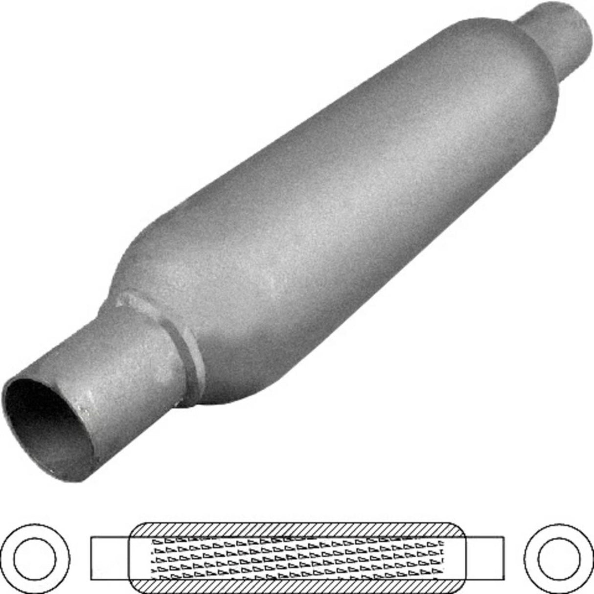 Redback - 1 3/8" Hotdog Centre/Centre 152x76x76mm Round Aluminised