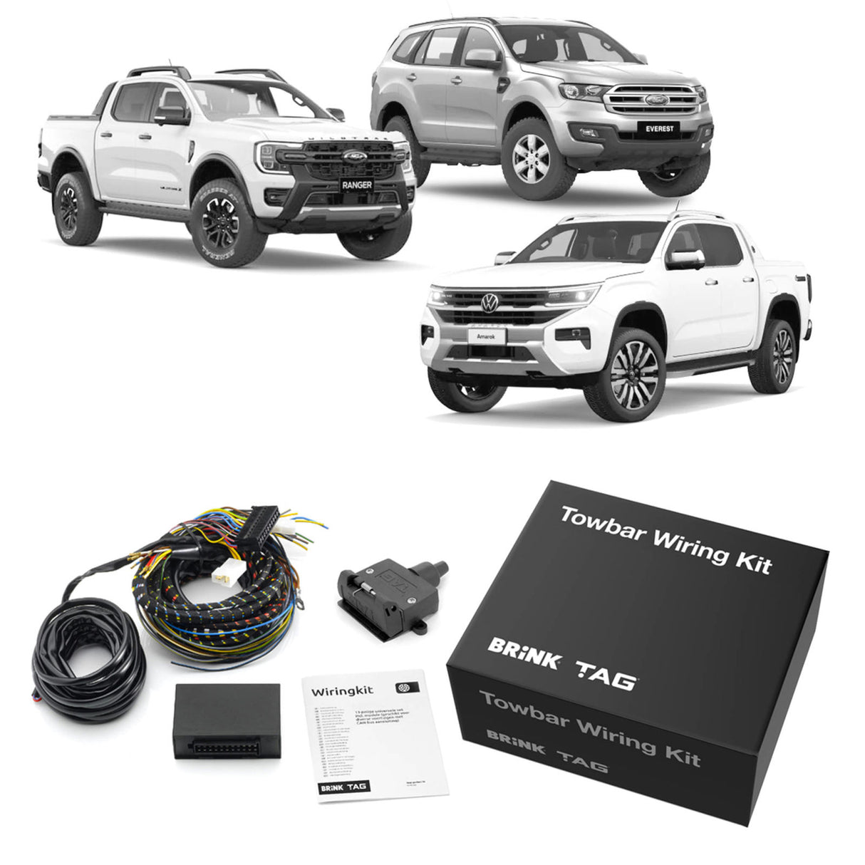TAG | Heavy Duty Extended Towbar 3-Piece & Direct Fit CANBUS Wiring Kit | Ford Ranger PX2 PX3 Cab Chassis 2015–2022 | T7F706-K102
