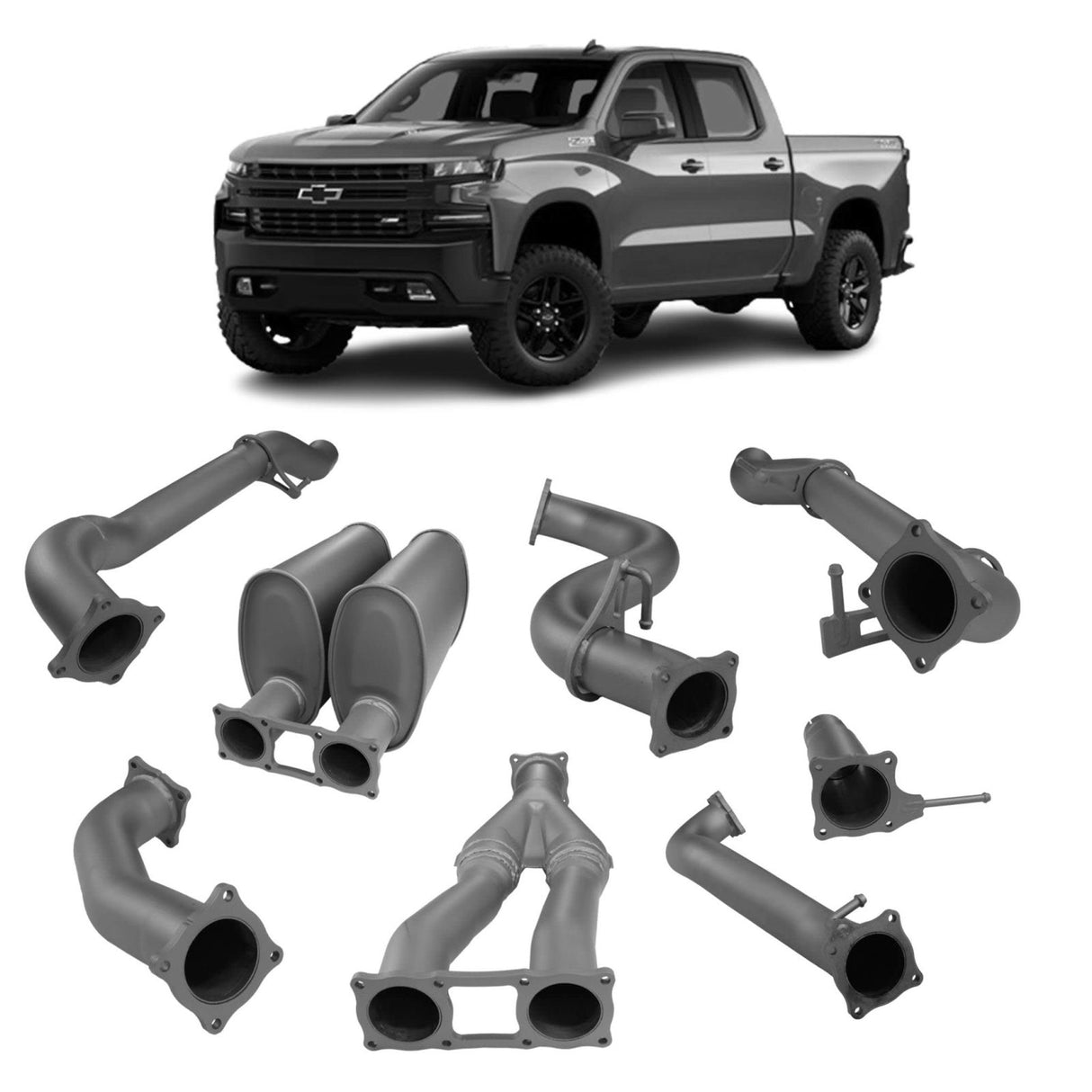 Redback 4x4 - Chevrolet Silverado 1500 (2020 - On) Exhaust System with Antidrone Mufflers