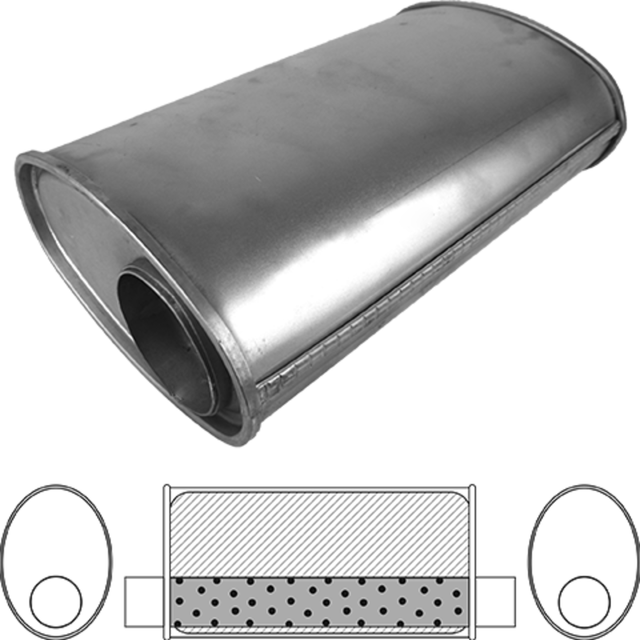 Redback - 3" Universal Muffler Offset/Offset 10x8x5 Oval Aluminised Steel
