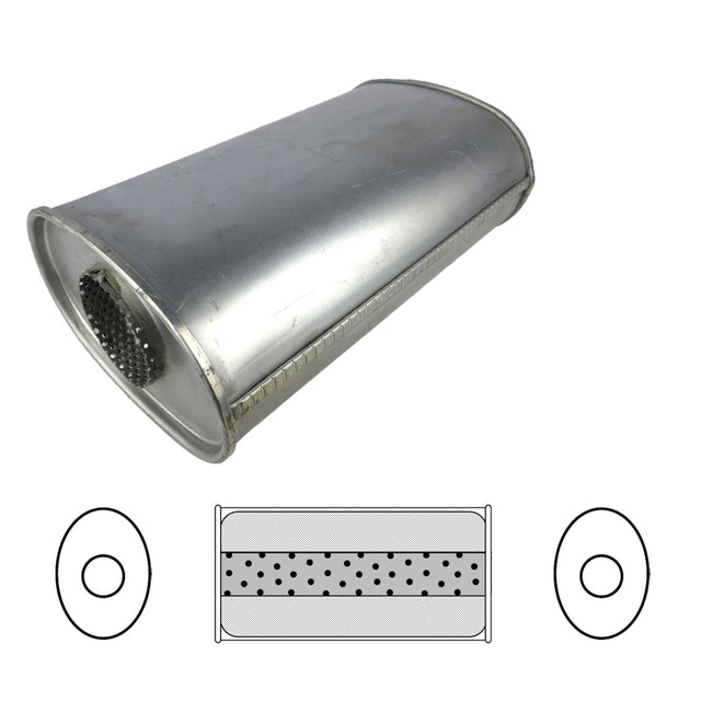 Redback - 3" Universal Muffler Centre/Centre 14"x8"x5" Oval Aluminised Steel