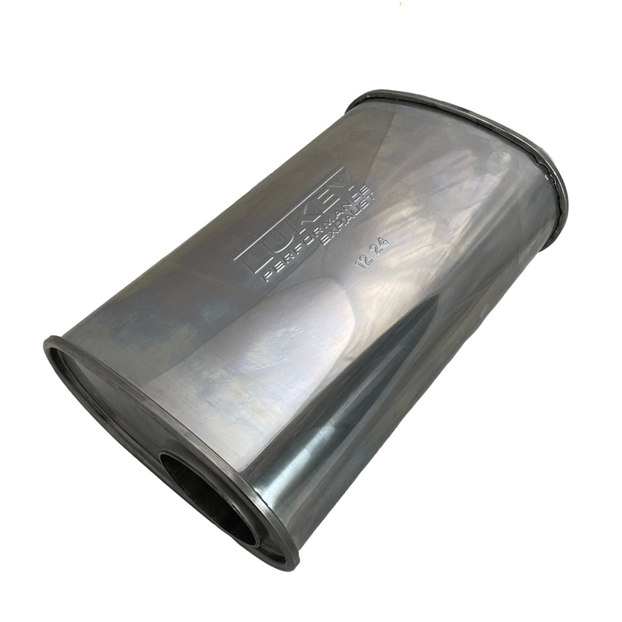 Lukey - 3" Straight Piped Muffler O/C 14"x9"x5" Oval 430 Stainless Steel