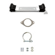 Fischer automotive parts kit with metal bracket, hose, and bolts on a white background.