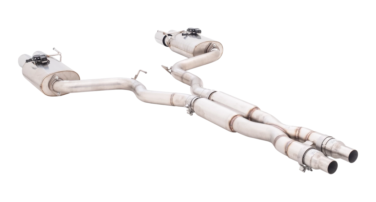 XForce - FORD MUSTANG FN GT FASTBACK COYOTE 5.0L (07/2017-on) Stainless Steel Twin 3″ Cat-Back System With Quad 4″ Tips