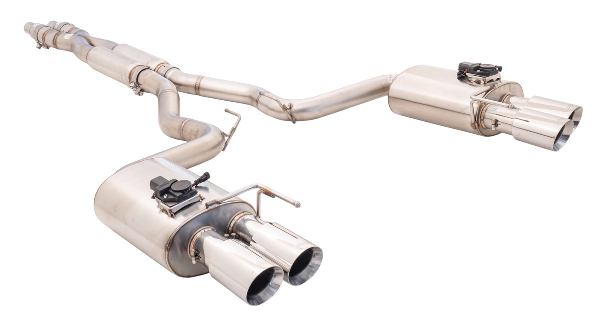 XForce - FORD MUSTANG FN GT FASTBACK COYOTE 5.0L (07/2017-on) Stainless Steel Twin 3″ Cat-Back System With Quad 4″ Tips