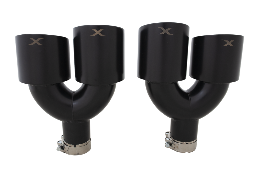 XForce | Black Quad 4.5" Staggered Exhaust Tips | VW Golf R MK8 MK8.5 2021–2026 | ESMQB45TIPSK
