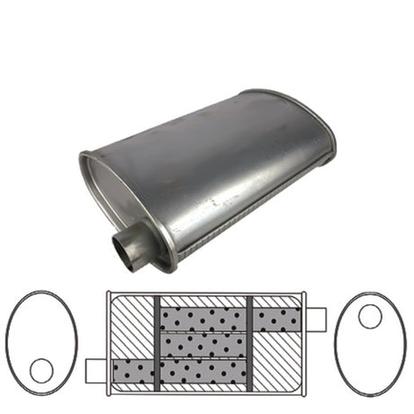 Redback - 2.5" Universal Muffler Offset/Offset 16"x10"x4" Oval Aluminised Steel
