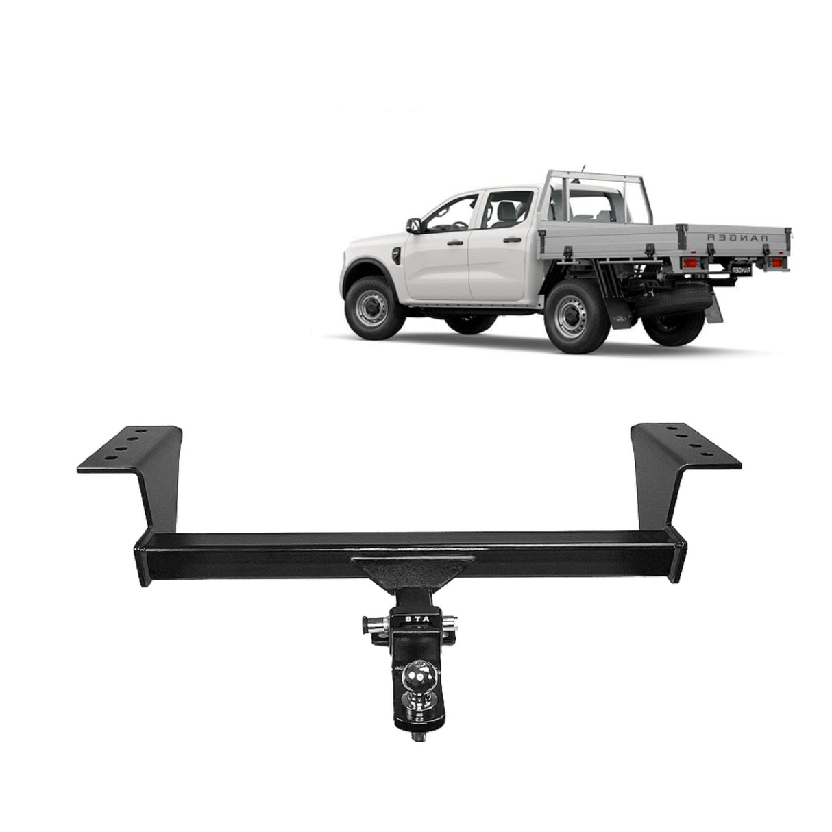 BTA Ford Ranger (06/2022 – On) Models Without Bumper Only BTA Pro Series Heavy Duty Towbar 3500/350kg Capacity